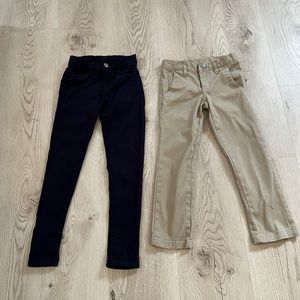 Galaxy by Harvic Girls' Dress Pants Beige and Navy Set of 2, Sz. 5